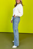 Denim Mid Rise 90's Straight Side Snap Button Slit Jeans *FINAL SALE*