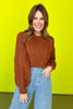 Rust Cable Knit Balloon Sleeve Sweater