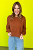 Rust Cable Knit Balloon Sleeve Sweater