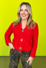 Red Knit Chunky Gold Button Cardigan *FINAL SALE*