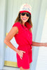 SSYS Amelia Button Funnel Neck Air Romper In Red