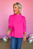 SSYS The Betsy Mock Neck Bell Sleeve Sweater In Fuchsia *FINAL SALE*