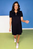 SSYS Everyday Dress In Lattice Black, quilted material, zipper collar, casual, everyday wear, spring dress, summer dress, travel fit, exclusive design, ssys by mallory fitzsimmons