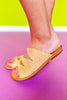 Natural Raffia Open Toe Slide Sandals