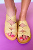 Natural Raffia Open Toe Slide Sandals
