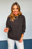 black Washed Ribbed Knit Accent Sweatshirt, must have sweat shirt, perfect fall top, must have fall top, elevated basic top, elevated everyday wear top, easy to wear top, cozy fall top, comfy fall top, SSYS by mallory fitsimmons 