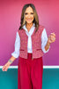 SSYS Nora Tweed Top Vest In Magenta Maroon