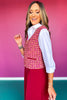 SSYS Nora Tweed Top Vest In Magenta Maroon