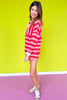 SSYS Landon Color Block Stripe Rugby Top And Short Set In Red Pink