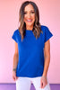 Blue Folded Sleeve Top