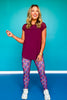 SSYS Short Sleeve Mesh Active Top In Maroon