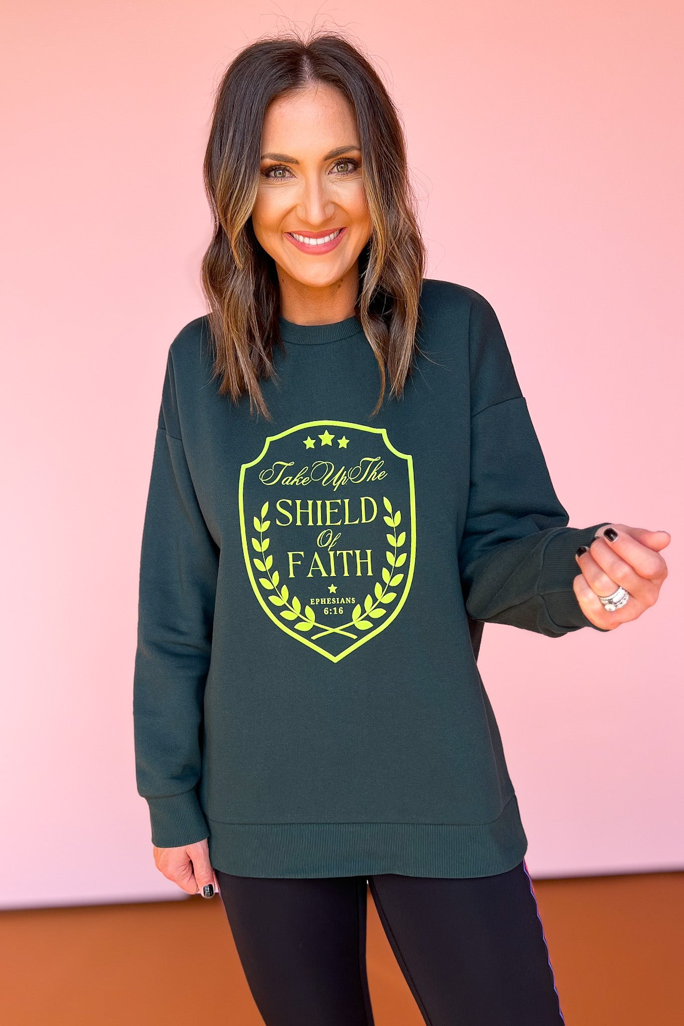 SSYS Shield Scripture Sweatshirt In Hunter Green