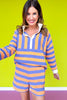 SSYS Landon Color Block Stripe Rugby Top And Short Set In Sherbet Periwinkle