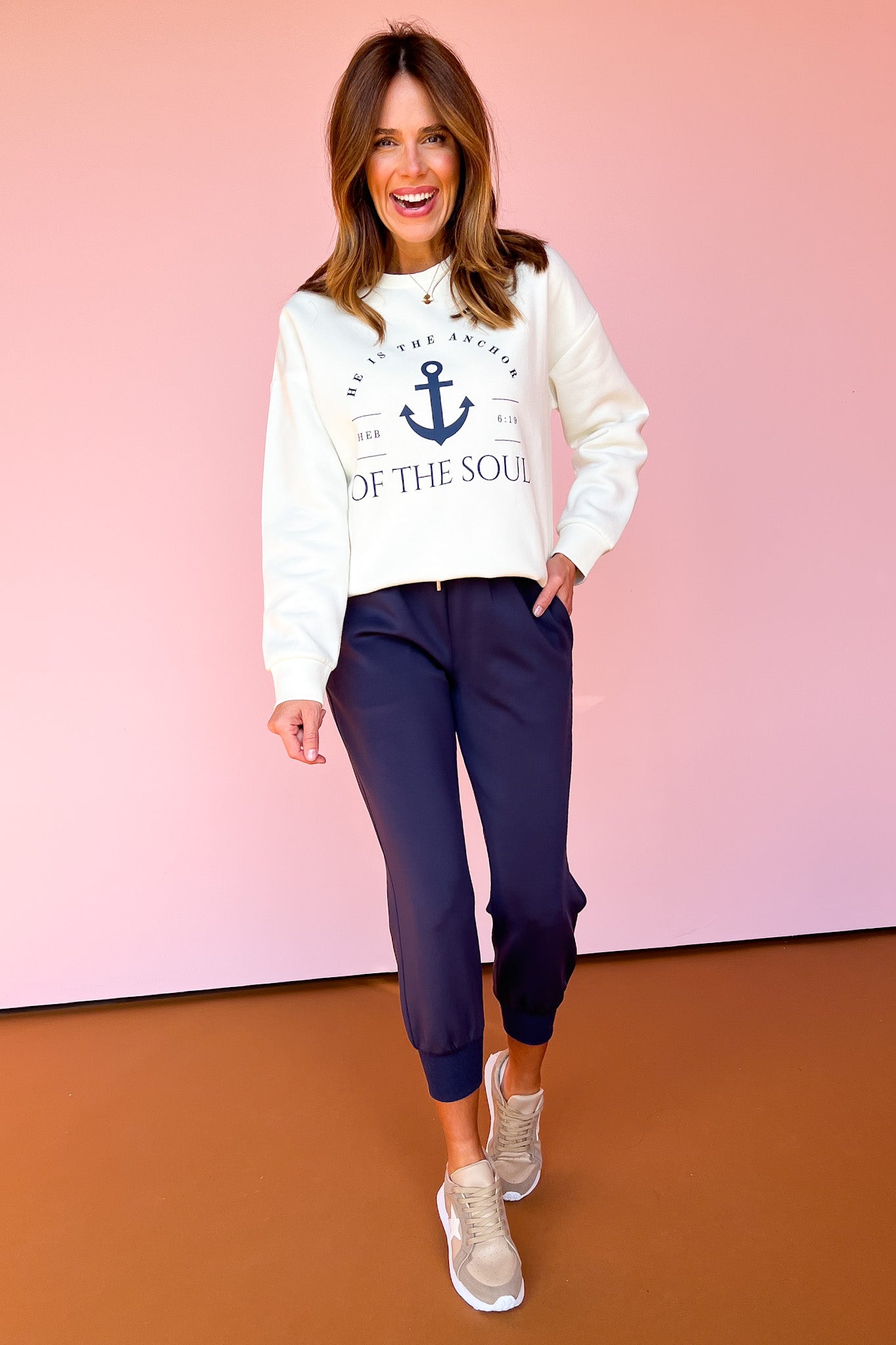 SSYS Anchor Scripture Sweatshirt In Ivory