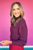 SSYS Giselle Cable Knit Mock Neck Sweater In Maroon