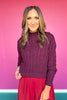 SSYS Giselle Cable Knit Mock Neck Sweater In Maroon