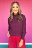 SSYS Giselle Cable Knit Mock Neck Sweater In Maroon