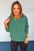 green Raw Edge Cut Detail Drop Shoulder Sweatshirt, perfect basic must have basic, must have basic top, elevated basic, comfortable long sleeve top, cozy fall top, layering fall top, must have layering top, SSYS by mallory Fitzsimmons 