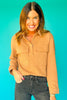 SSYS Fawn Waffle Knit Cropped Shacket Top In Tan
