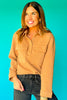 SSYS Fawn Waffle Knit Cropped Shacket Top In Tan