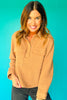 SSYS Fawn Waffle Knit Cropped Shacket Top In Tan