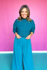SSYS Giselle Cable Knit Mock Neck Sweater In Teal