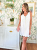SSYS Sleeveless Get Ready Robe™ In White Light Blue, sss design, exclusive piece, designed by Mallory Fitzsimmons, best gift idea, weddings, baby shower, new mom, get ready robe, updated robe, ssys by mallory fitzsmmons