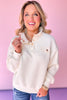 SSYS Delaney Diamond Quilted Nylon Contrast Pullover In Ivory, easy pullover, ssys exclusive, new arrivals, athleisure, throw on and go, mom style, unique design, ssys by mallory fitzsimmons