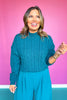SSYS Giselle Cable Knit Mock Neck Sweater In Teal