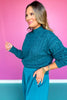 SSYS Giselle Cable Knit Mock Neck Sweater In Teal