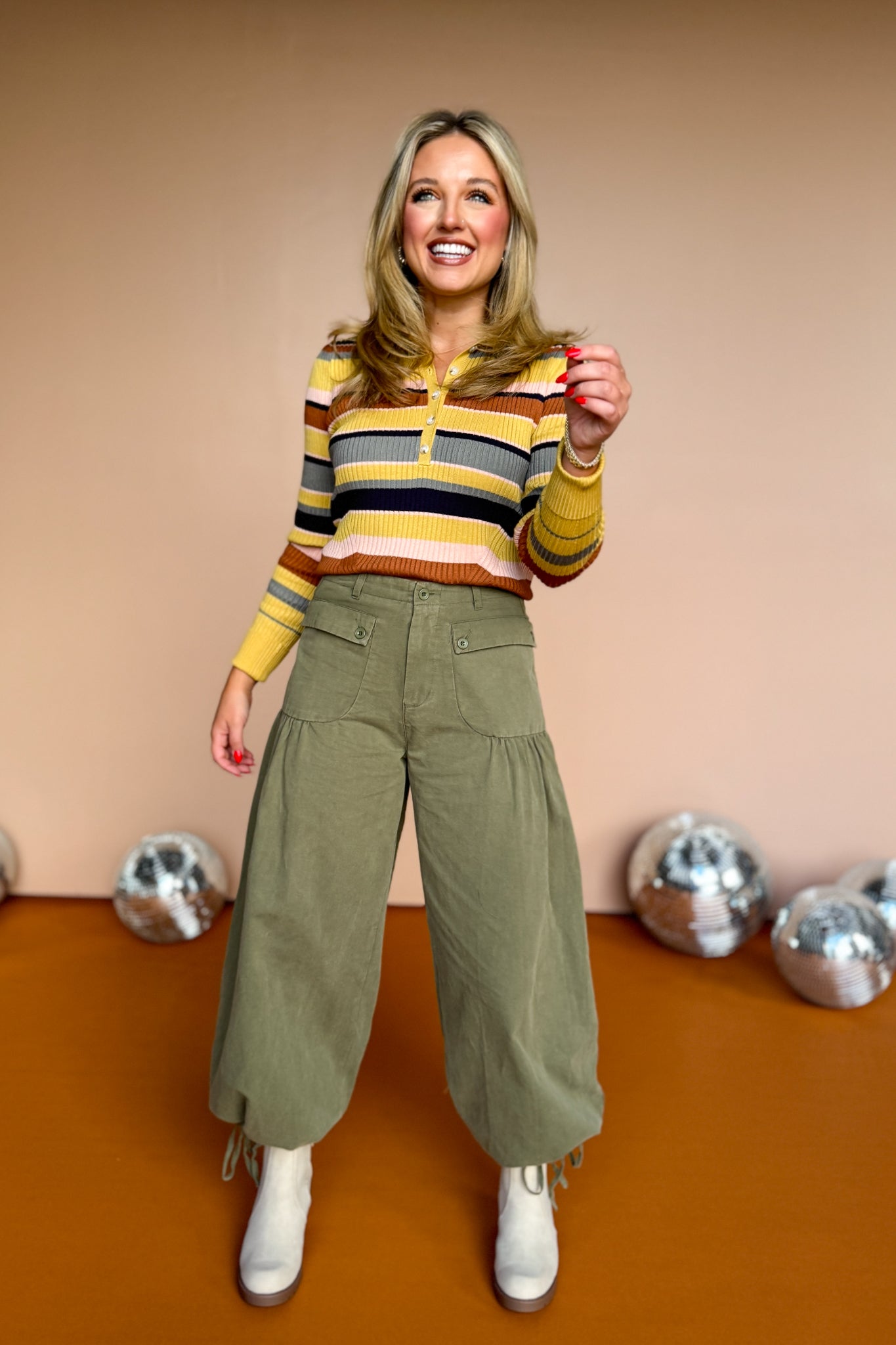 Olive Mid Rise Cinch Tie Ankle Balloon Style Pants, must have pants, must have style, street style, fall style, fall fashion, fall pants, elevated style, elevated pants, mom style, shop style your senses by mallory fitzsimmons, says by Mallory Fitzsimmons