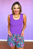 SSYS Blake Printed Pleated Shorts In Orchid Palms *FINAL SALE*