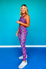 SSYS Maroon Floral Print Stripe Compression Leggings *FINAL SALE*