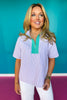 SSYS Brooke Seersucker Mint Contrast Ribbed Top In Purple