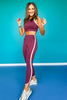 SSYS Maroon Tulip Hem Pink Lime Trim Sports Bra