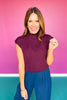 SSYS Amy Mock Neck Sleeveless Sweater In Dark Maroon