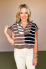 Brown Ribbed Stripe Colorblock Half Zip Short Sleeve Sweater Top, must have top, new top, new fall top, on tend top, just have fall fashion, SSYS by mallory Fitzsimmons