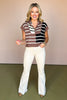 Brown Ribbed Stripe Colorblock Half Zip Short Sleeve Sweater Top, must have top, new top, new fall top, on tend top, just have fall fashion, SSYS by mallory Fitzsimmons