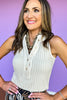 SSYS Fallon Crochet Sleeveless Gold Button Top In Cream