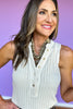 SSYS Fallon Crochet Sleeveless Gold Button Top In Cream