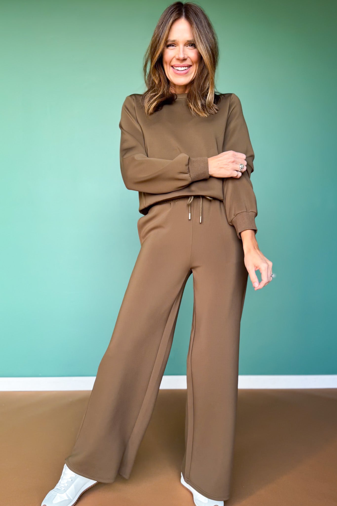 SSYS Scuba Wide Leg Pants In Brown