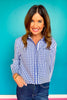 SSYS Betty Gingham Mix Print Button Down Top In Navy *FINAL SALE*