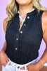 SSYS Fallon Crochet Sleeveless Gold Button Top In Black *FINAL SALE*