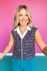 SSYS Nora Tweed Top Vest In Navy Teal