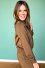 SSYS Brown Crew Neck Scuba Front Pockets Sweatshirt