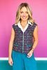 SSYS Nora Tweed Top Vest In Navy Teal