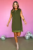  SSYS The Vivian Lightweight Air Faux Leather Trim Shoulder Pad Dress In Olive, ssys the label, leather detail dress, night out style, chic style, elevated dress, fall style, fall fashion, must have dress, mom style, mom fashion, affordable fashion, ssys by mallory fitzsimmons