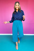 SSYS Juliette Navy Poplin Long Sleeve Button Down Top