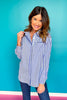 SSYS Betty Gingham Mix Print Button Down Top In Navy *FINAL SALE*