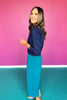 SSYS Juliette Navy Poplin Long Sleeve Button Down Top